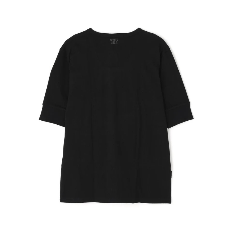 AVIREX DAILY HALF SLEEVE U-NECK T-SHIRT  "BLACK" 7834934024-010