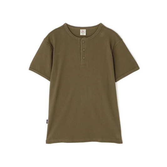 AVIREX DAILY RIB S/S HENLEY NECK T-SHIRT  "OLIVE" 7835934007-310
