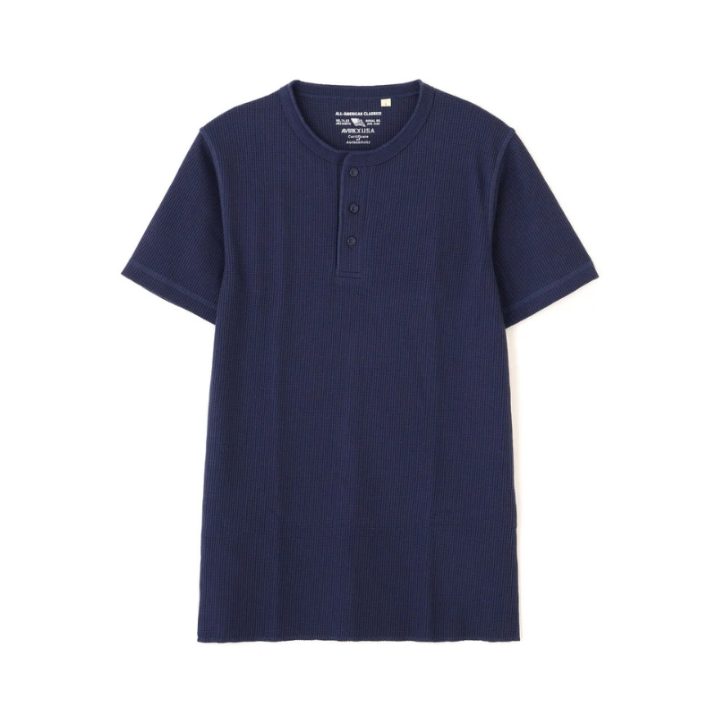 AVIREX DAILY THERMAL HENLEY NECK T-SHIRT  "NAVY" 7836934018-120