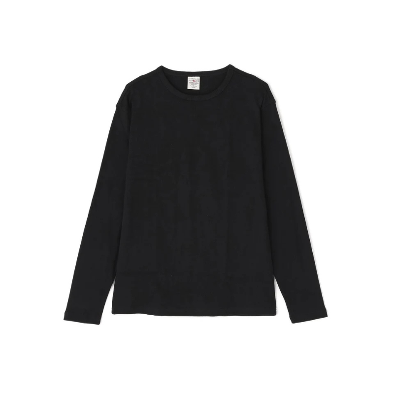 AVIREX DAILY MINI WAFFLE CREW-NECK L/S T-SHIRT  "BLACK" 7834930024-010
