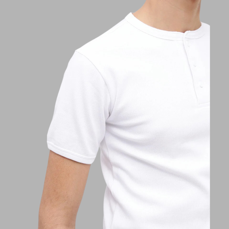 AVIREX DAILY RIB S/S HENLEY NECK T-SHIRT  "WHITE" 7835934007-030