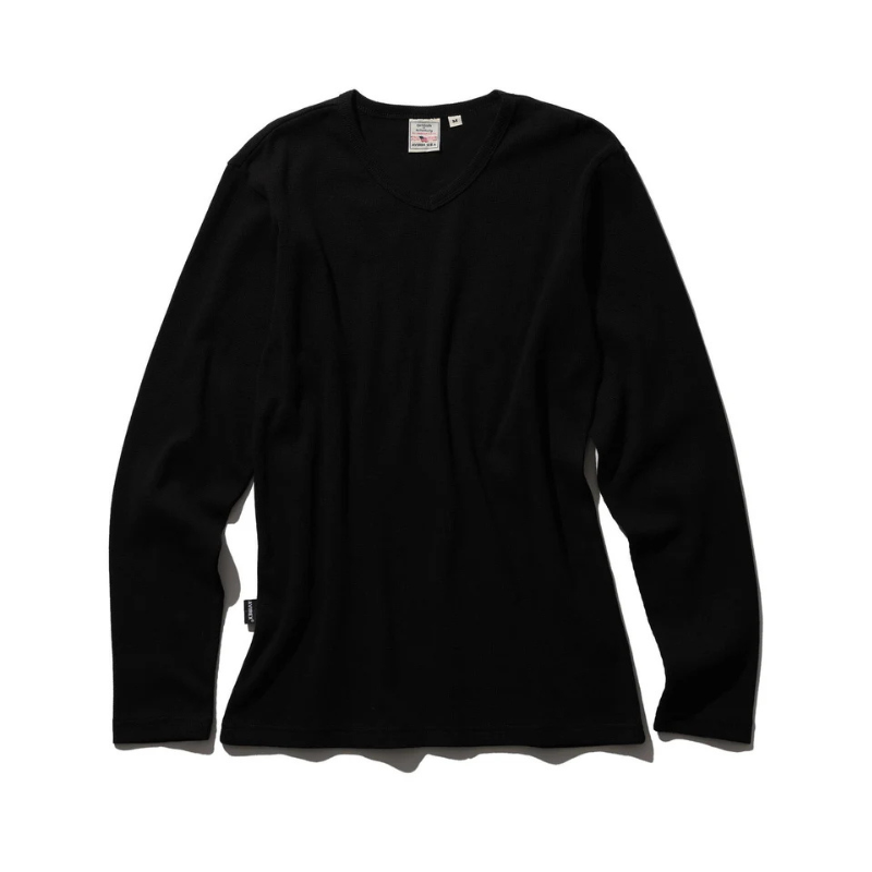 AVIREX DAILY MINI WAFFLE V NECK T-SHIRT  "BLACK" 7834930023-010