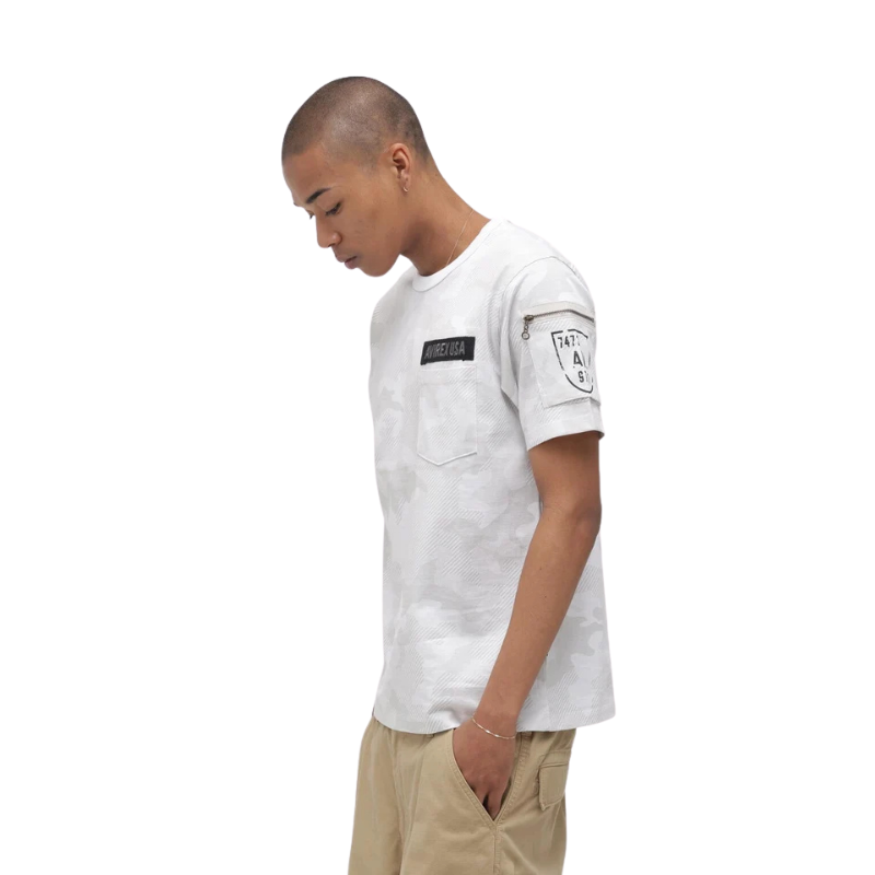 AVIREX FATIGUE S/S T-SHIRT "WHITE CAMO"  7835934010-444