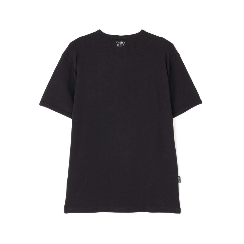 AVIREX DAILY MINI WAFFLE V-NECK S/S T-SHIRT  "BLACK" 7835934008-010