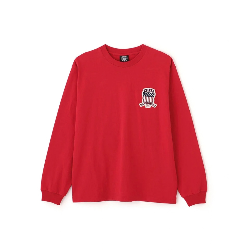 AVIREX SIGNATURE VARSITY LOGO LONGSLEEVE T-SHIRT "RED"  7836930006-100