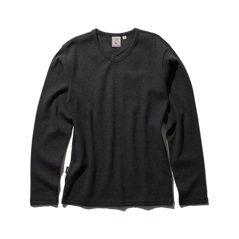 AVIREX DAILY MINI WAFFLE V NECK T-SHIRT  "CHARCOAL" 7834930023-410