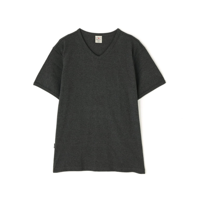 AVIREX DAILY RIB S/S V-NECK T-SHIRT  "CHARCOAL" 7835934005-410
