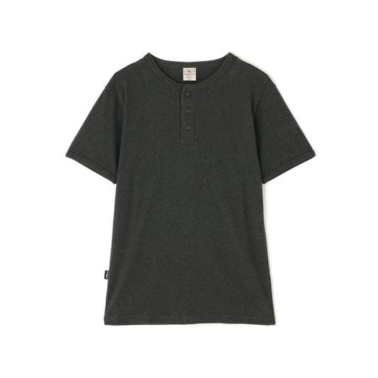 AVIREX DAILY RIB S/S HENLEY NECK T-SHIRT  "CHARCOAL" 7835934007-410