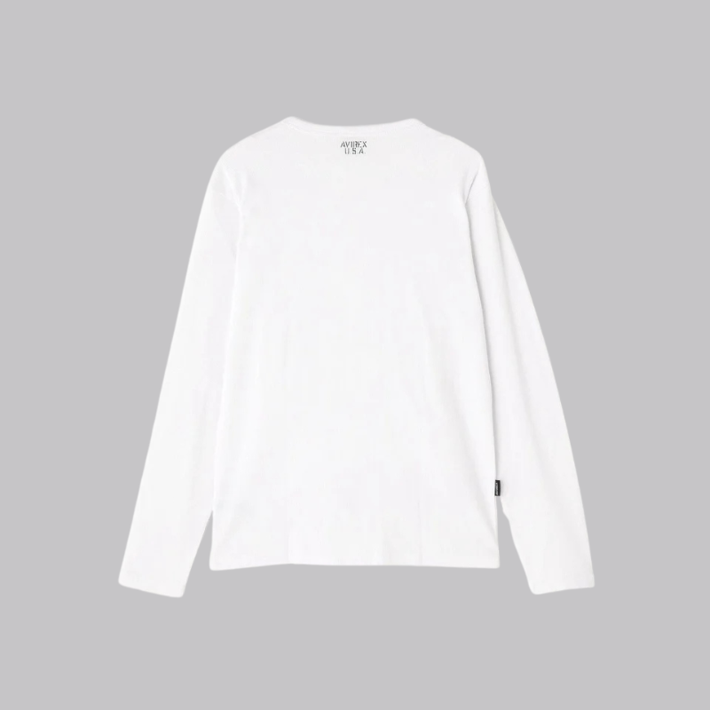 AVIREX DAILY RIB L/S V-NECK T-SHIRT  "WHITE" 7834930018-030