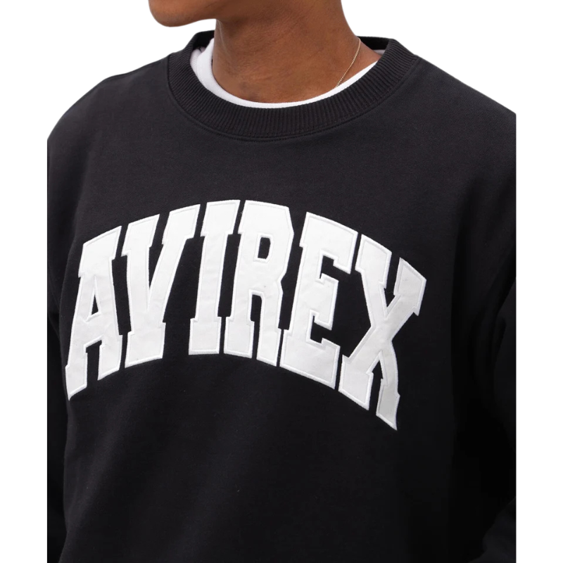 AVIREX DAILY CREW NECK L/S SWEAT LOGO  "BLACK" 7833932003-010