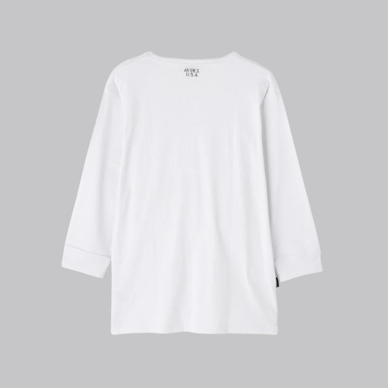 AVIREX DAILY 2/3 SLEEVE U-NECK T-SHIRT  "WHITE" 7835933001-030