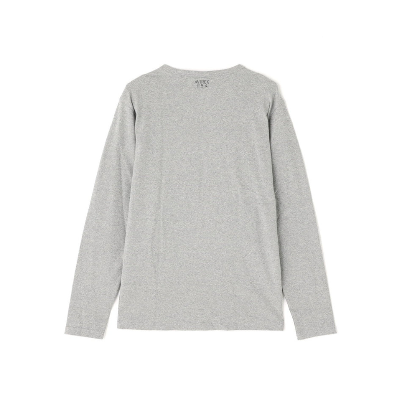 AVIREX DAILY RIB L/S V-NECK T-SHIRT  "GRAY" 7834930018-020