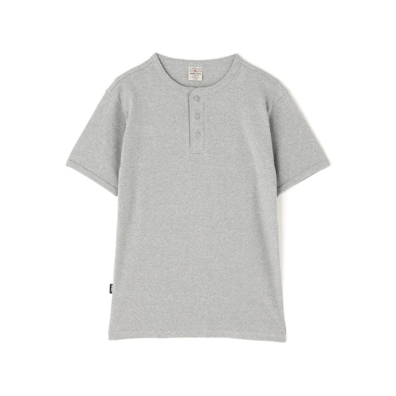 AVIREX DAILY RIB S/S HENLEY NECK T-SHIRT  "GRAY" 7835934007-020