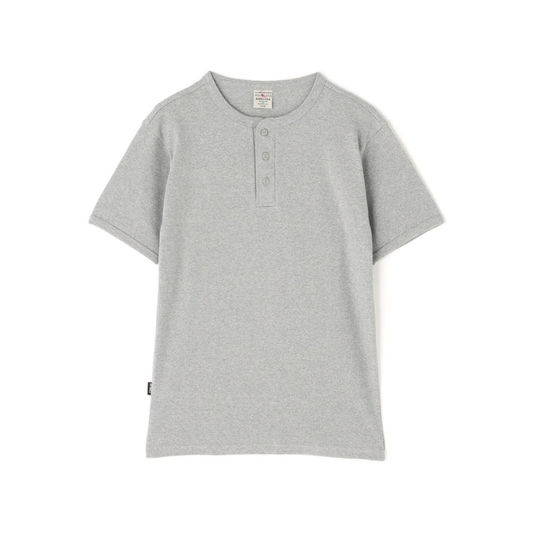 AVIREX DAILY RIB S/S HENLEY NECK T-SHIRT  "GRAY" 7835934007-020