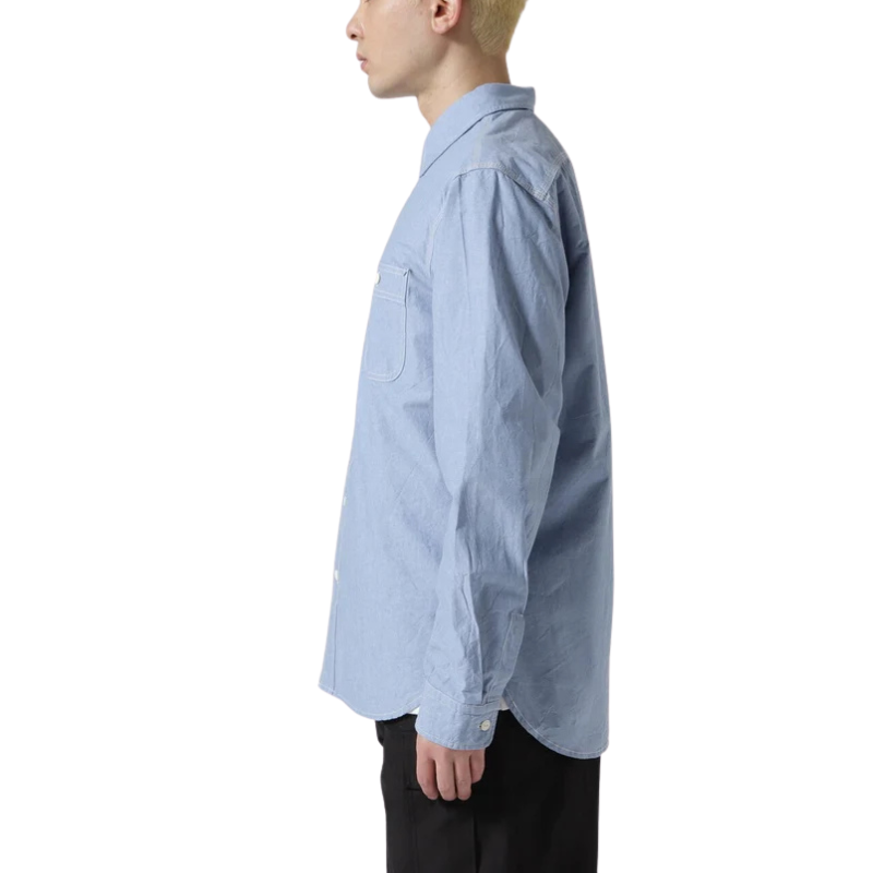AVIREX DAILY BASIC CHAMBRAY LONG SLEEVE SHIRT  "BLUE" 7833920003-110