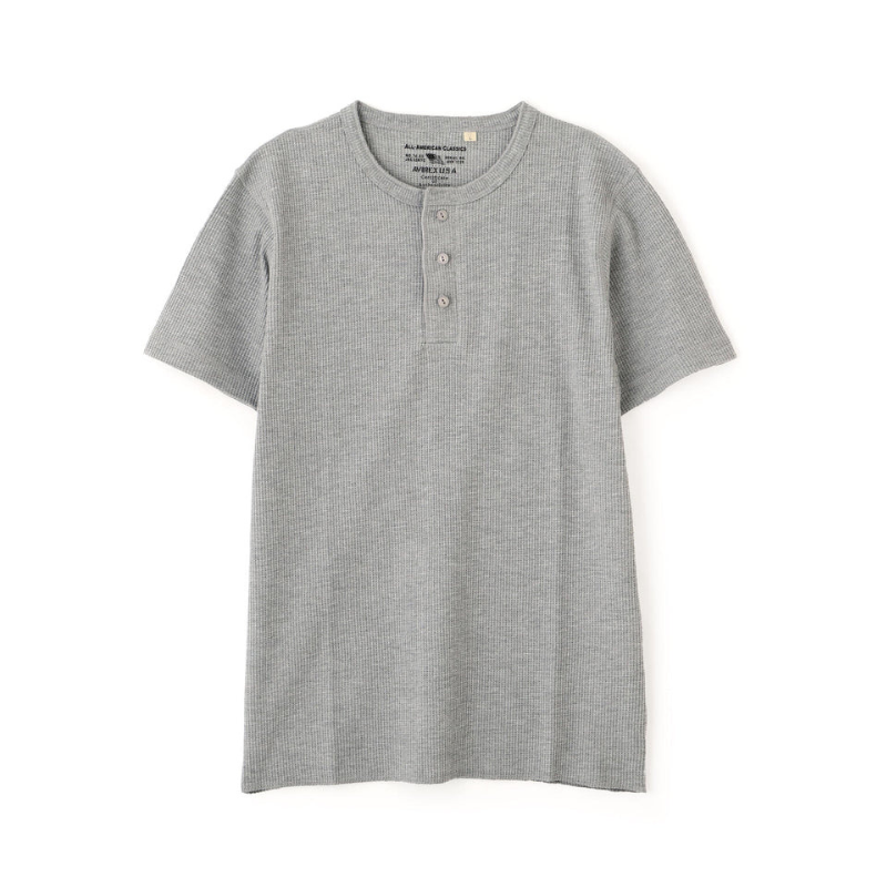 AVIREX DAILY THERMAL HENLEY NECK T-SHIRT  "GRAY" 7836934018-020