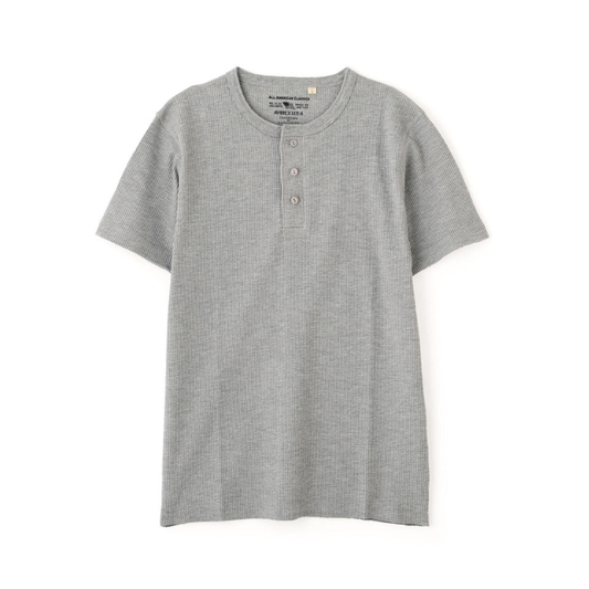 AVIREX DAILY THERMAL HENLEY NECK T-SHIRT  "GRAY" 7836934018-020
