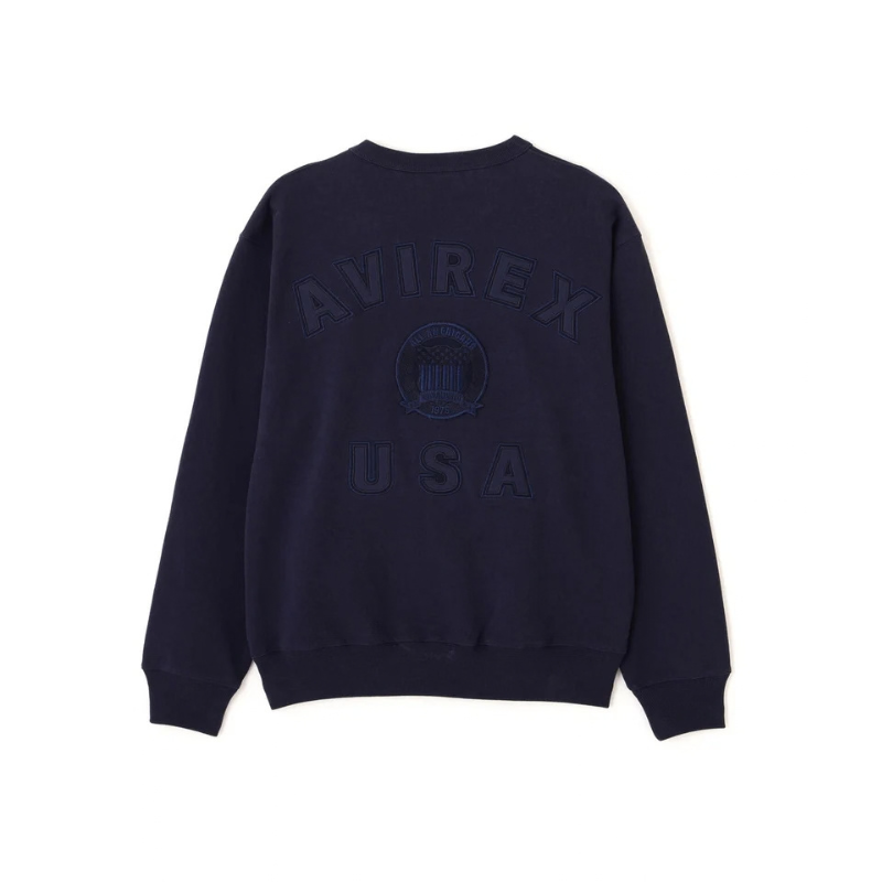 AVIREX SIGNATURE VARSITY LOGO CREWNECK SWEAT "NAVY" 7836932001-120