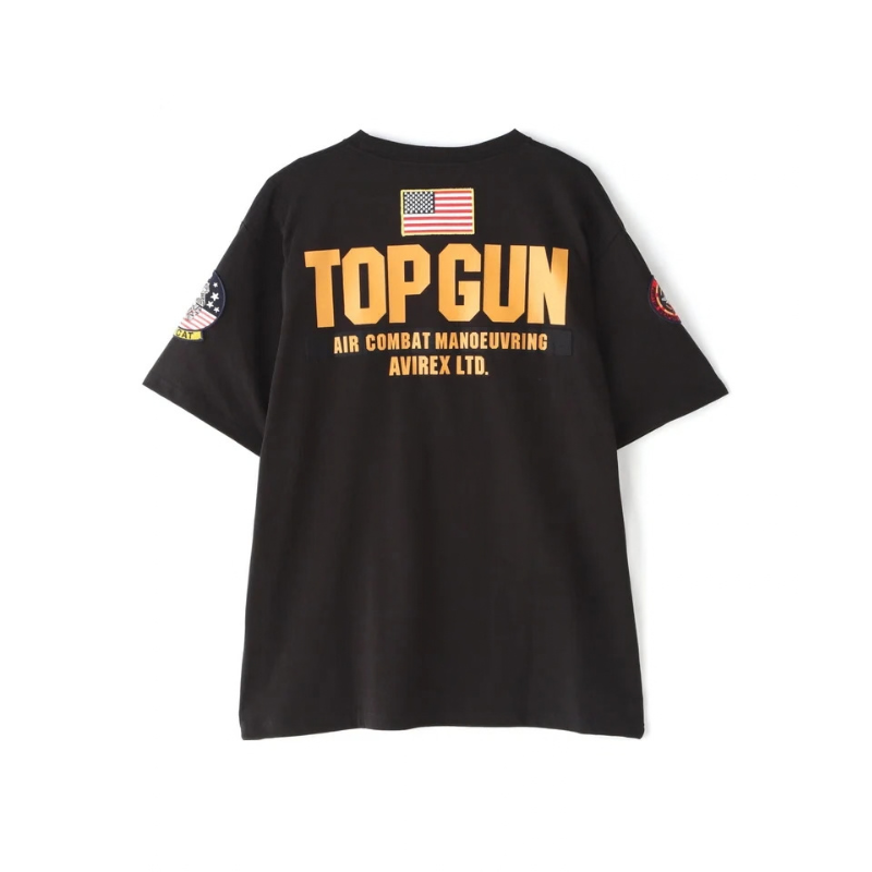 AVIREX TOP GUN PATCH & PRINT T-SHIRT "BLACK"  7833934013-010