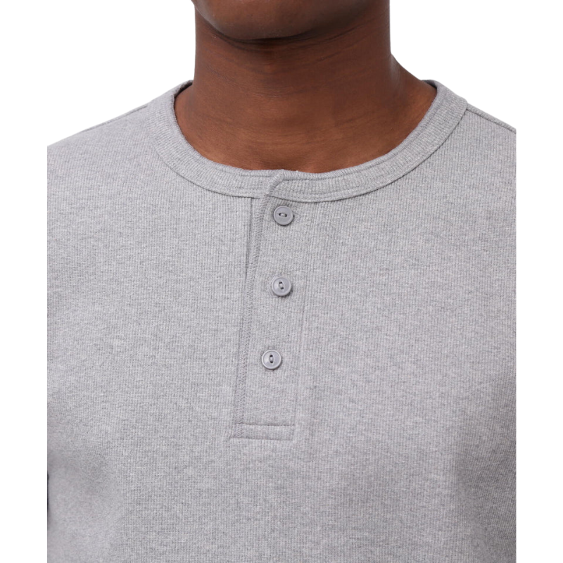 AVIREX RIB L/S HENLEY NECK T-SHIRT "GRAY"  7834930020-020