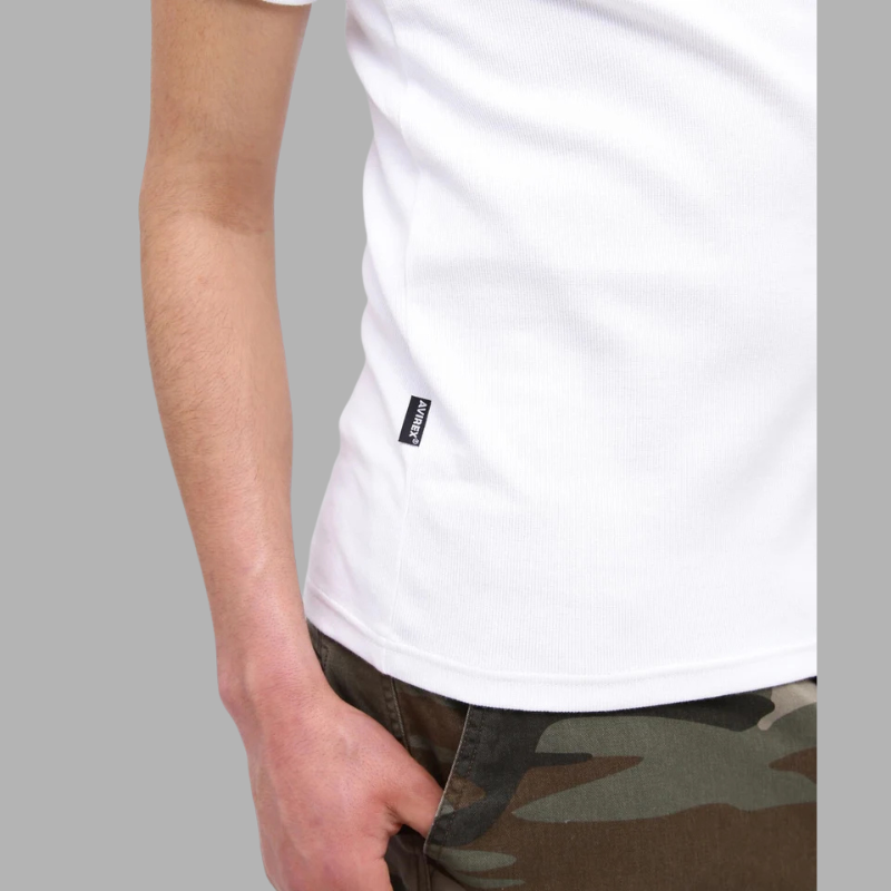AVIREX DAILY RIB S/S HENLEY NECK T-SHIRT  "WHITE" 7835934007-030