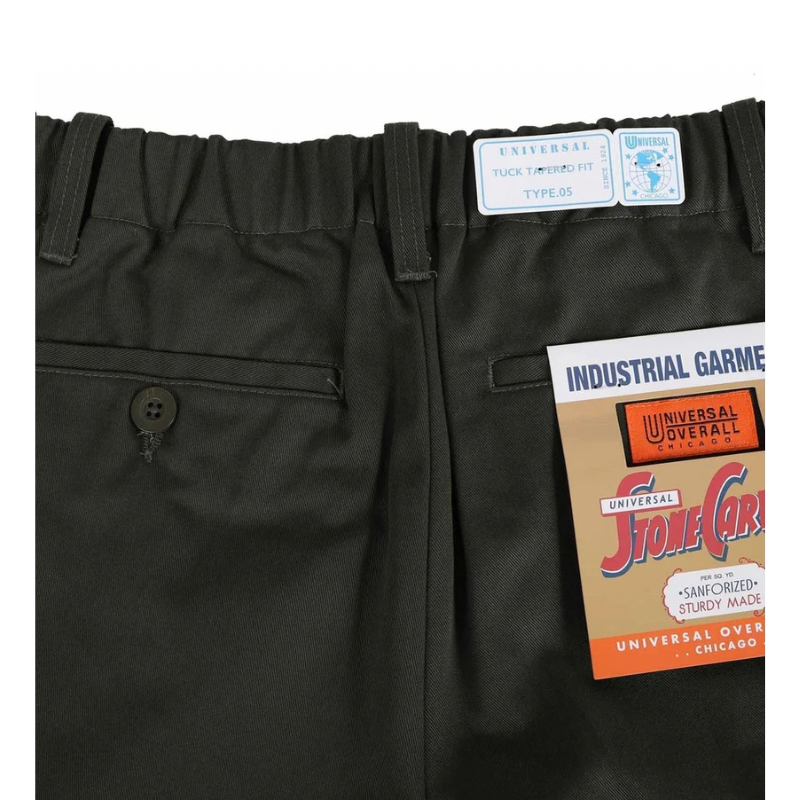 UNIVERSAL OVERALL TUCK TAPERED PANTS  "BLACK" PTF-05