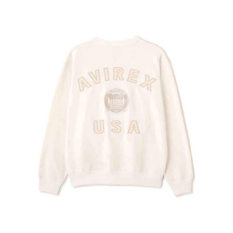 AVIREX SIGNATURE VARSITY LOGO CREWNECK SWEAT "OFF WHITE"  7836932001-033