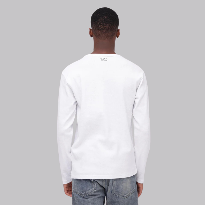 AVIREX DAILY MINI WAFFLE V NECK T-SHIRT  "WHITE" 7834930023-030