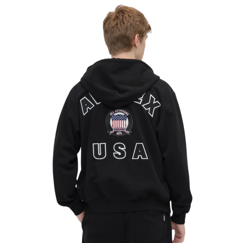 AVIREX Sweat Set Up SIGNATURE VARSITY ZIP UP PARKA × LOGO SWEAT PANTS "BLACK "