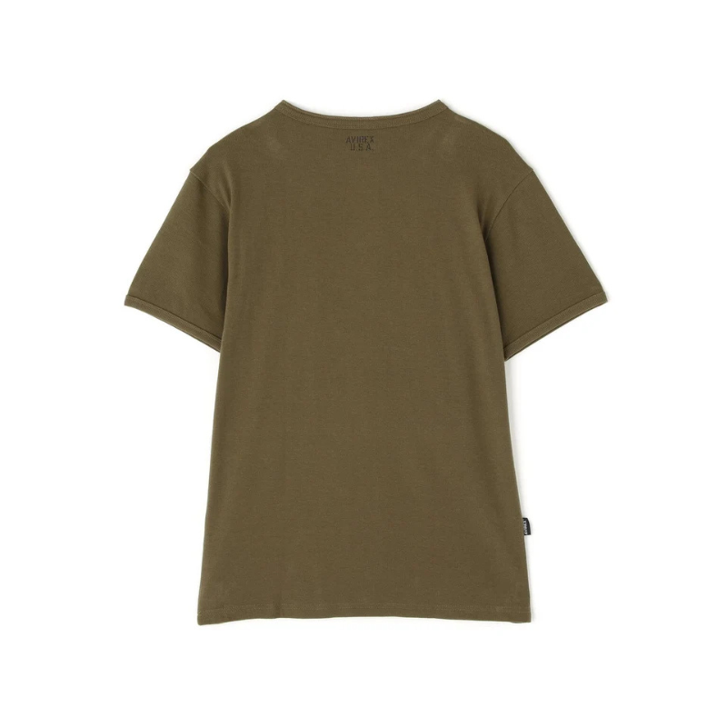 AVIREX DAILY RIB S/S HENLEY NECK T-SHIRT  "OLIVE" 7835934007-310