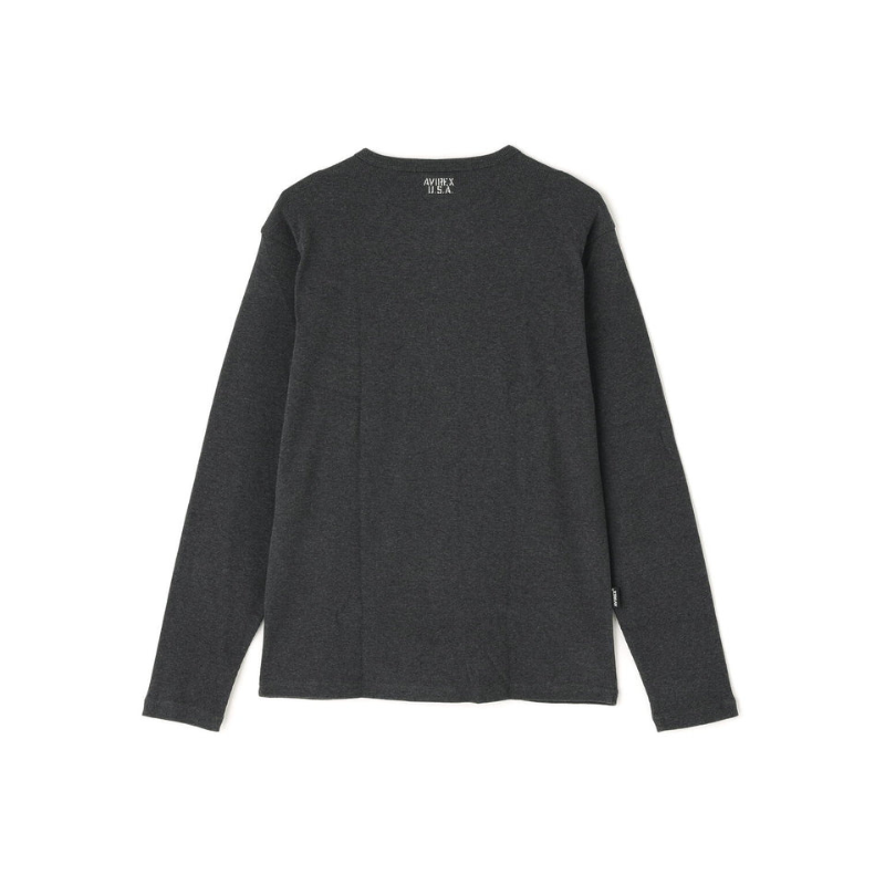 AVIREX DAILY MINI WAFFLE CREW-NECK L/S T-SHIRT  "CHARCOAL" 7834930024-410