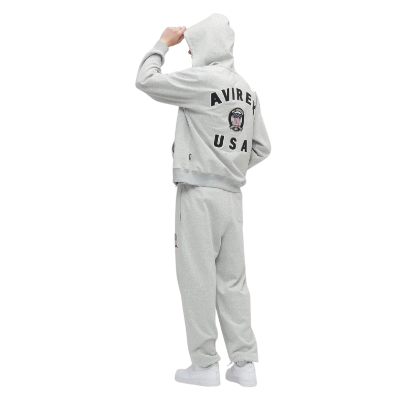 AVIREX Sweat Set Up SIGNATURE VARSITY ZIP UP PARKA × LOGO SWEAT PANTS "GRAY "