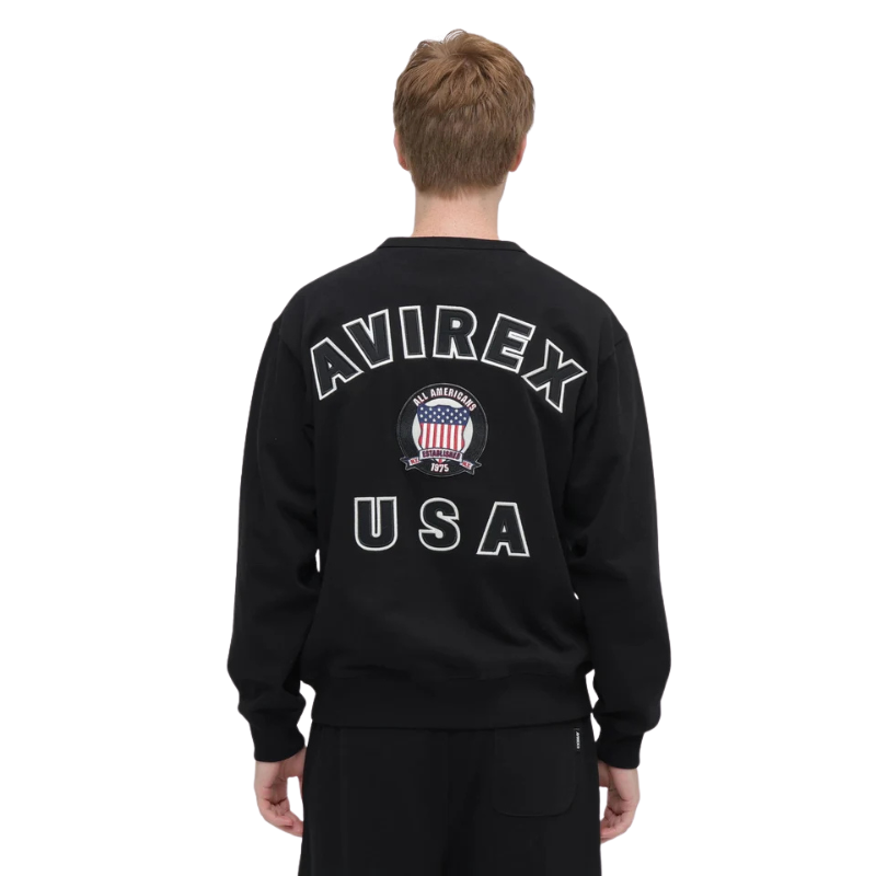AVIREX SIGNATURE VARSITY LOGO CREWNECK SWEAT "BLACK"  7836932001-010