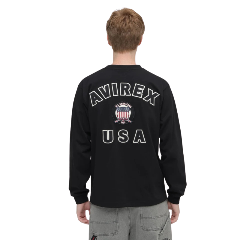 AVIREX SIGNATURE VARSITY LOGO LONGSLEEVE T-SHIRT "BLACK"  7836930006-010