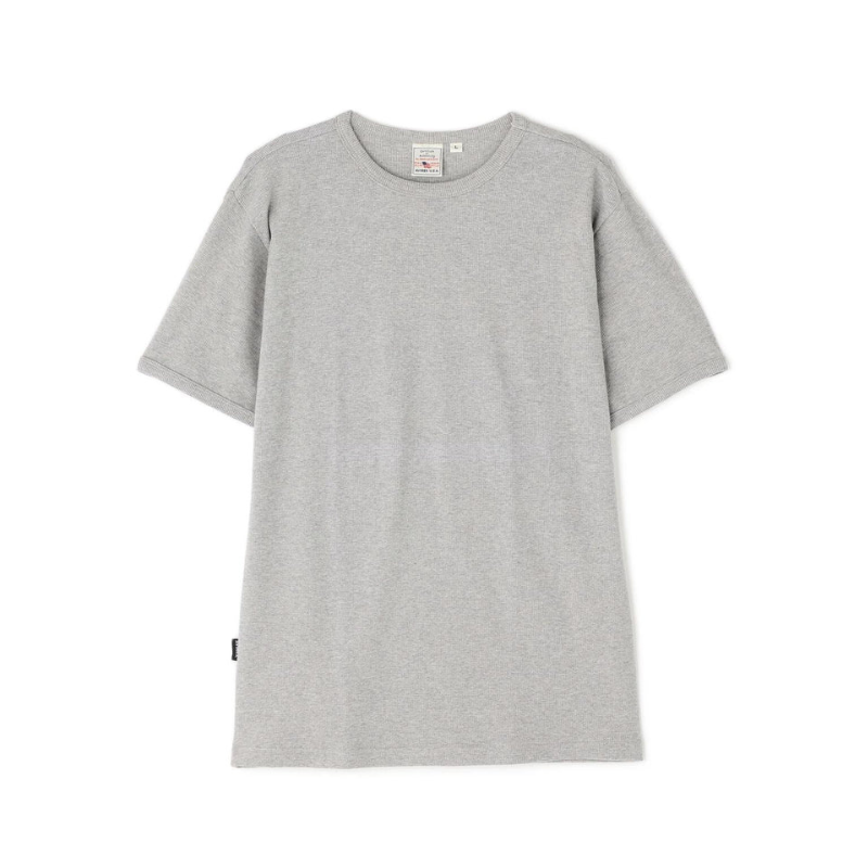 AVIREX DAILY MINI WAFFLE S/S CREW NECK T-SHIRT  "GRAY" 7835934009-020