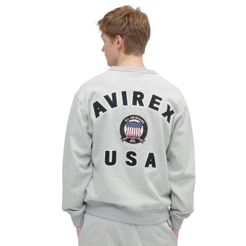 AVIREX Sweat Set Up SIGNATURE VARSITY LOGO CREWNECK SWEAT × SWEAT PANTS “GRAY”