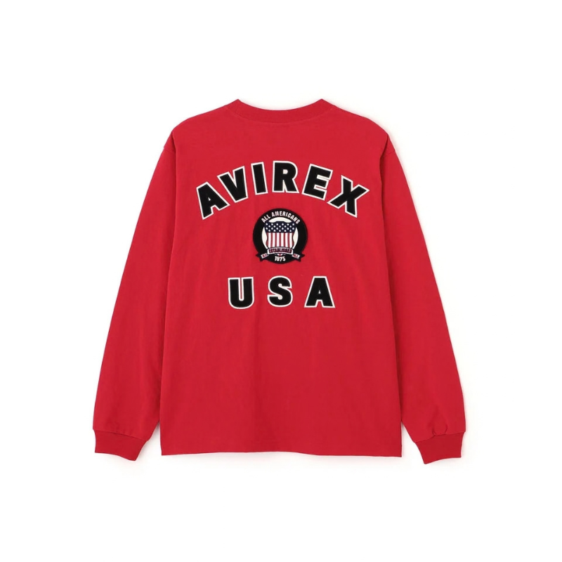 AVIREX SIGNATURE VARSITY LOGO LONGSLEEVE T-SHIRT "RED"  7836930006-100