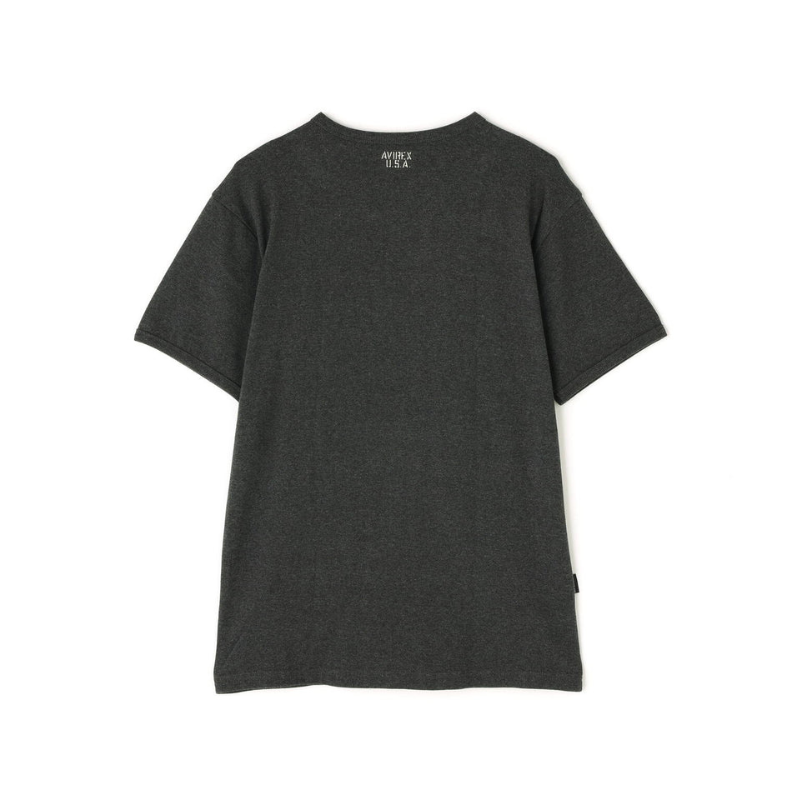 AVIREX DAILY RIB S/S V-NECK T-SHIRT  "CHARCOAL" 7835934005-410