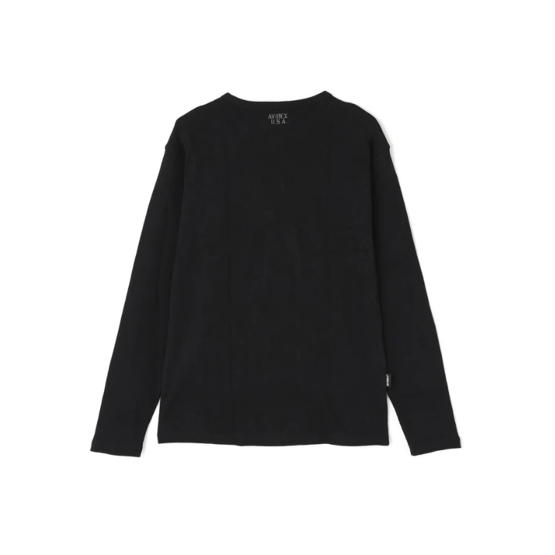 AVIREX DAILY MINI WAFFLE CREW-NECK L/S T-SHIRT  "BLACK" 7834930024-010