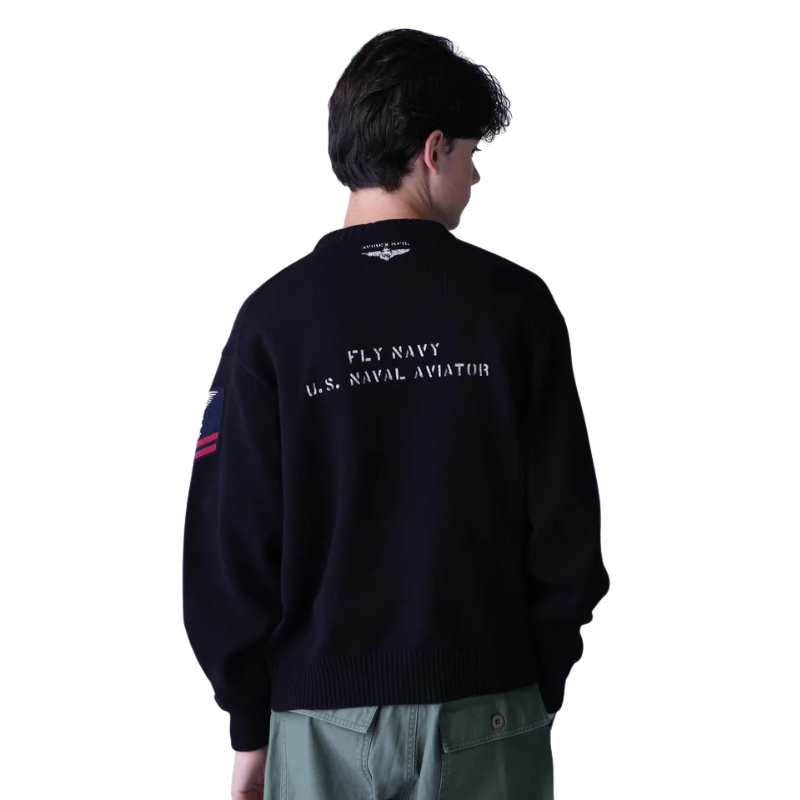 AVIREX NAVAL CREWNECK KNIT "BLACK"  7833932006-010