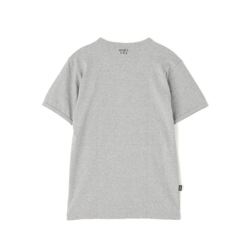 AVIREX DAILY RIB S/S V-NECK T-SHIRT  "GRAY" 7835934005-020