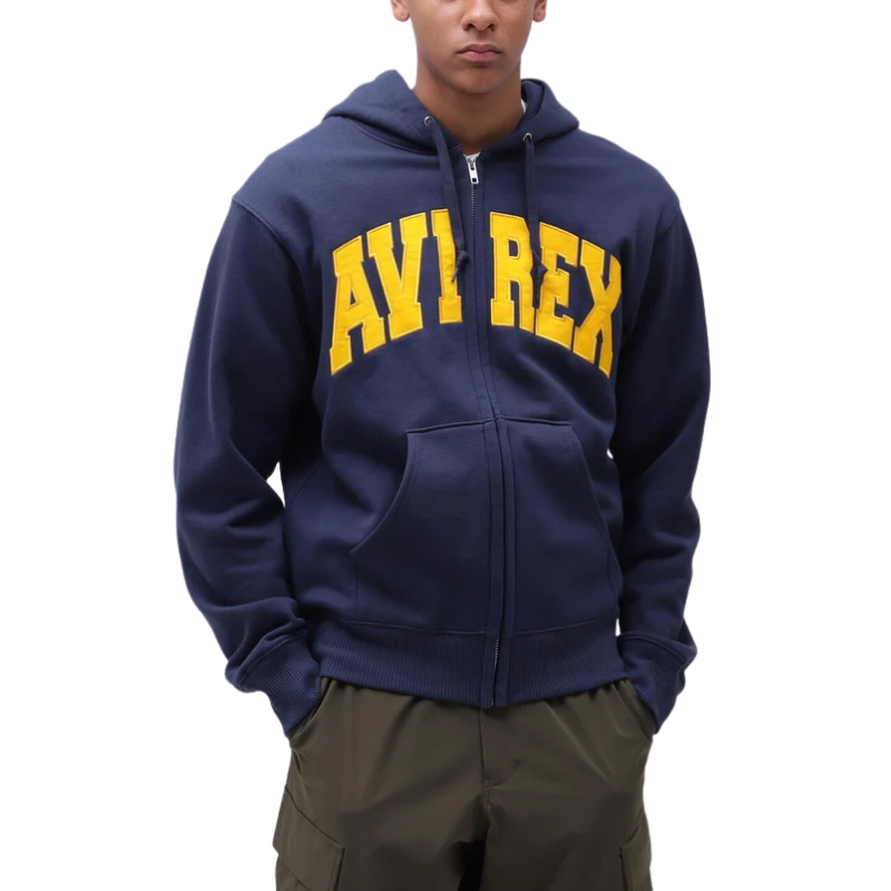 AVIREX DAILY ZIP UP SWEAT PARKA LOGO  "NAVY"7833931007-120