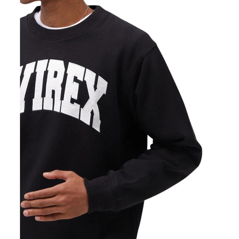 AVIREX DAILY CREW NECK L/S SWEAT LOGO  "BLACK" 7833932003-010