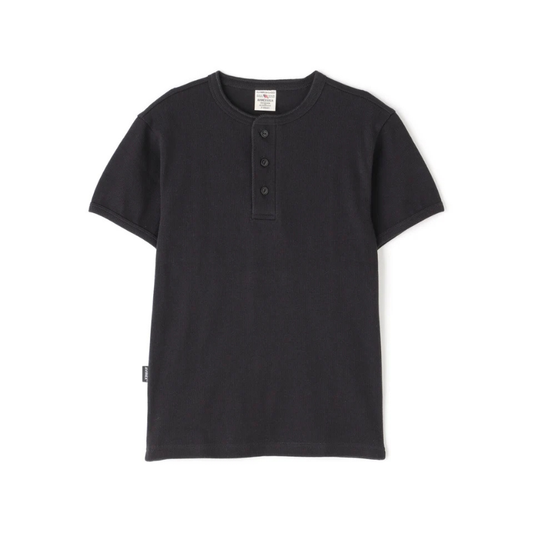 AVIREX DAILY RIB S/S HENLEY NECK T-SHIRT  "BLACK" 7835934007-010