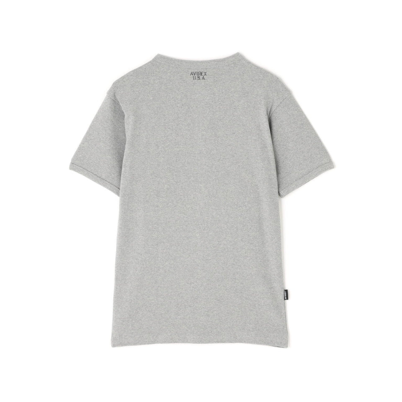 AVIREX DAILY RIB S/S HENLEY NECK T-SHIRT  "GRAY" 7835934007-020