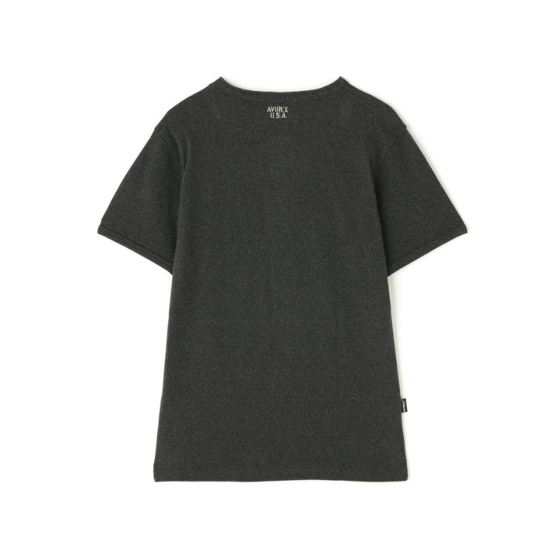AVIREX DAILY RIB S/S HENLEY NECK T-SHIRT  "CHARCOAL" 7835934007-410
