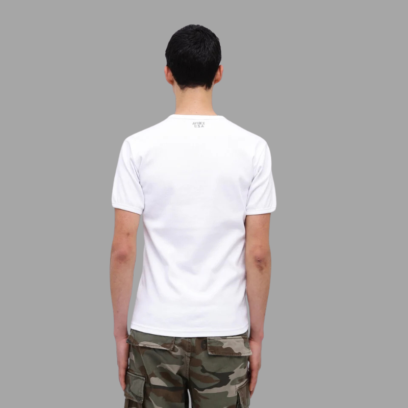 AVIREX DAILY RIB S/S V-NECK T-SHIRT  "WHITE" 7835934005-030