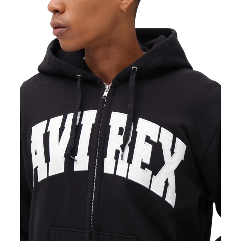 AVIREX DAILY ZIP UP SWEAT PARKA LOGO  "BLACK"7833931007-010