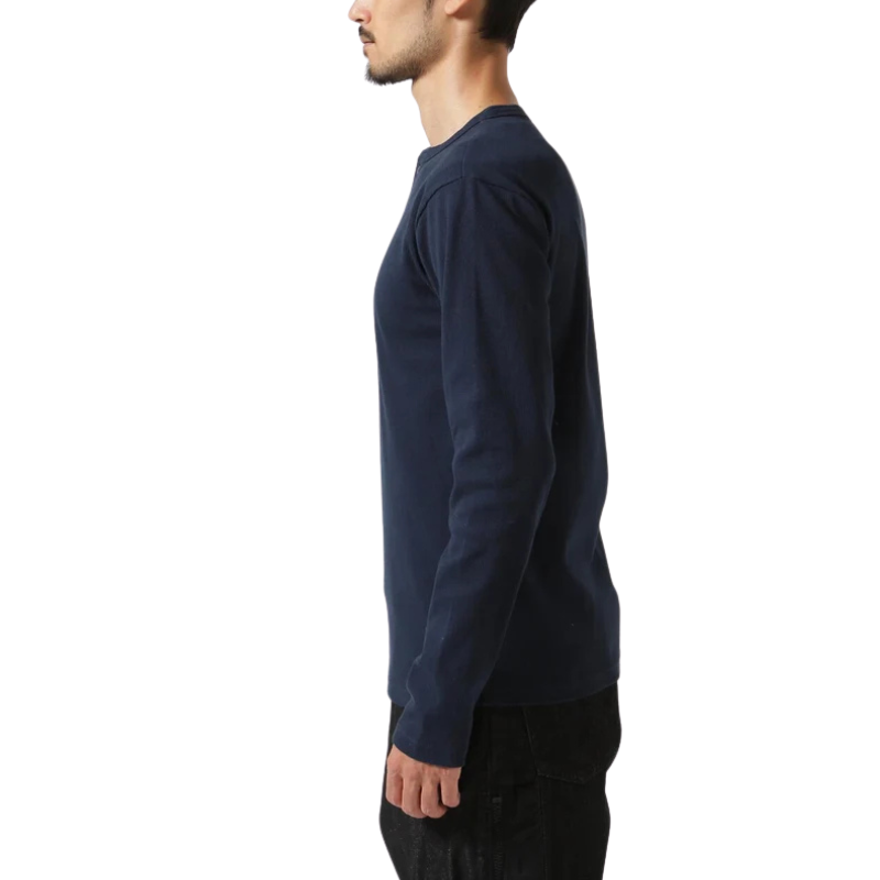 AVIREX RIB L/S HENLEY NECK T-SHIRT "ROYAL"  7834930020-440
