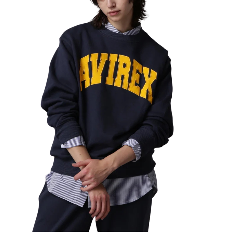 AVIREX DAILY CREW NECK L/S SWEAT LOGO  "NAVY" 7833932003-120